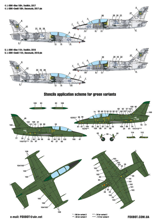 FOXBOT product # 72-029, 1/72 Ukrainian Albatrosses: L-39C/M/M1
