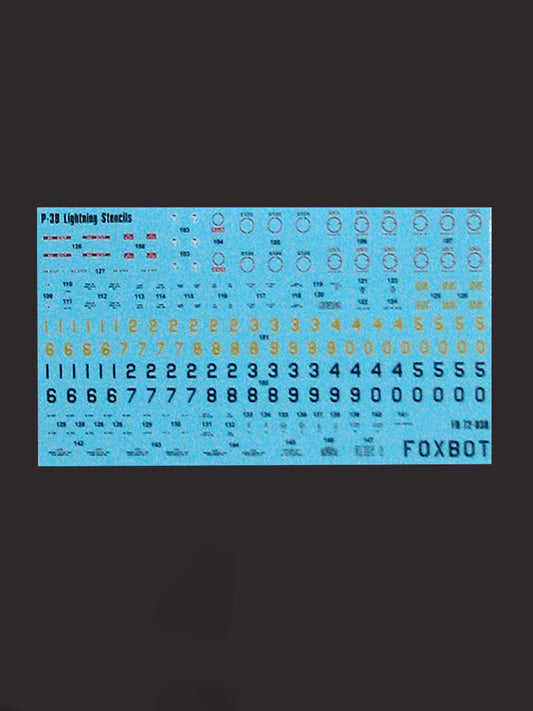 FOXBOT product # 72-030, 1/72 Stencils for P-38 Lightning