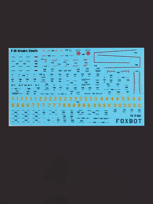 FOXBOT product # 72-031, 1/72 Stencils for P-39 Airacobra
