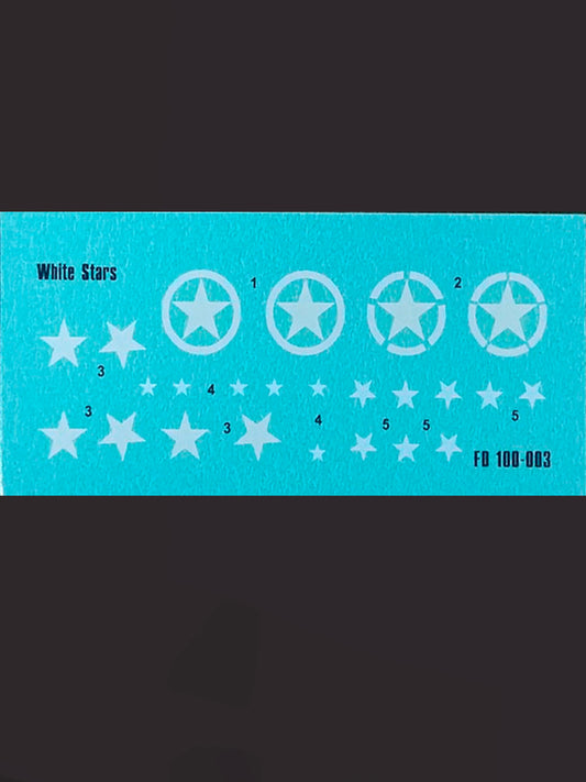 FOXBOT product # 100-003 1/100 USA White Stars, Foxbot Decals - 1/100 and 1/72