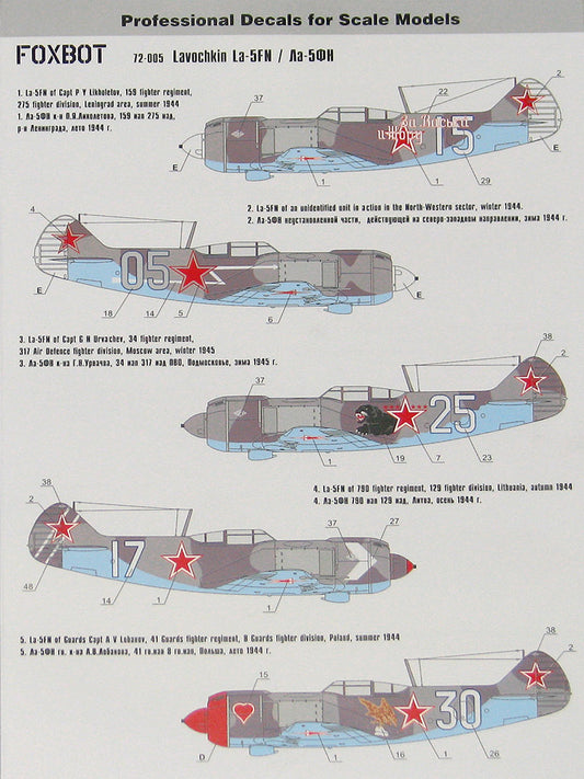 FOXBOT product # 72-005, 1/72 Soviet fighter Lavochkin La-5FN