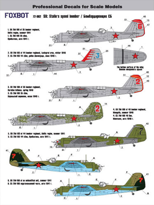 FOXBOT product # 72-002, 1/72 Soviet speed bomber SB