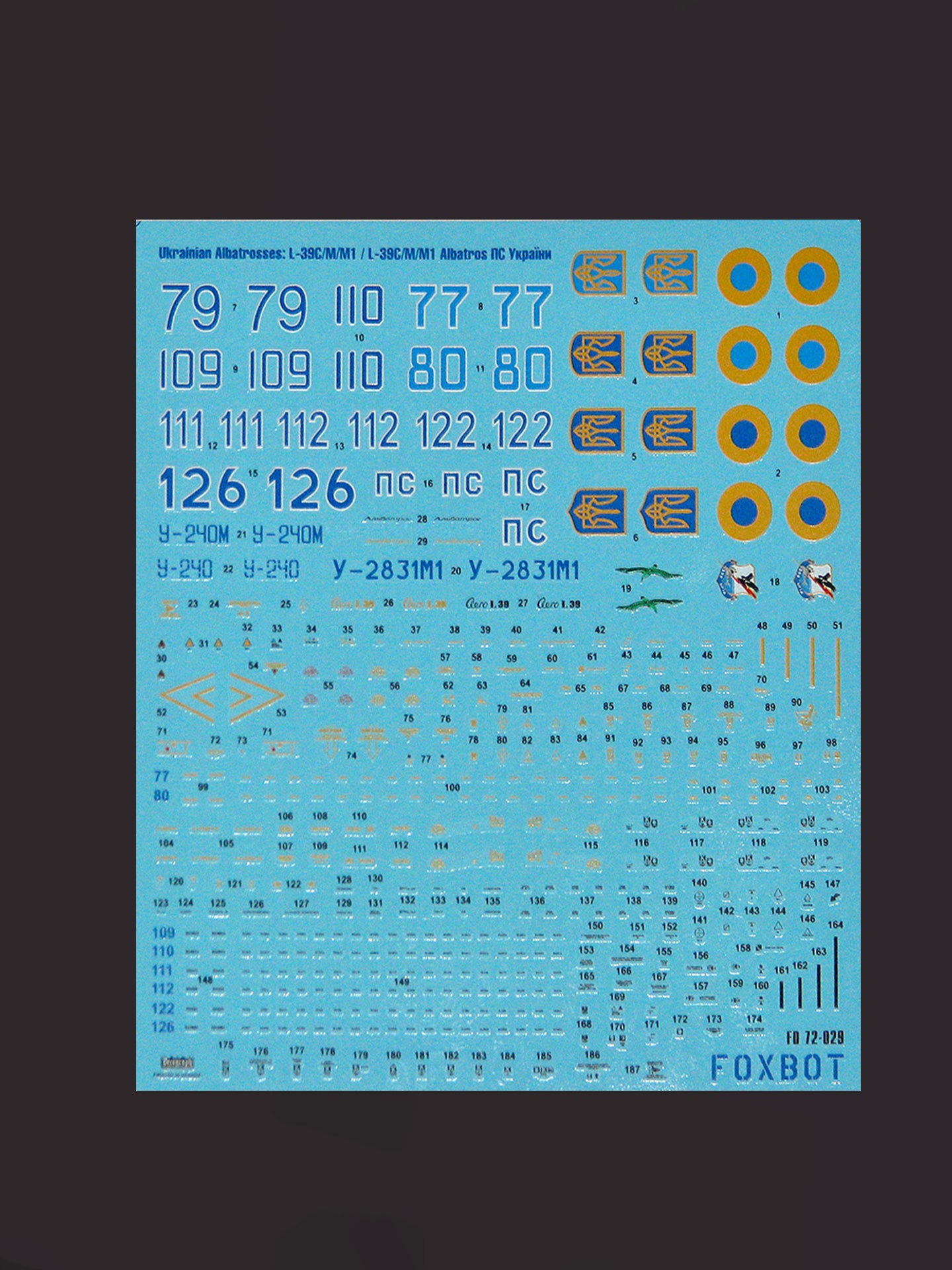 FOXBOT product # 72-029, 1/72 Ukrainian Albatrosses: L-39C/M/M1