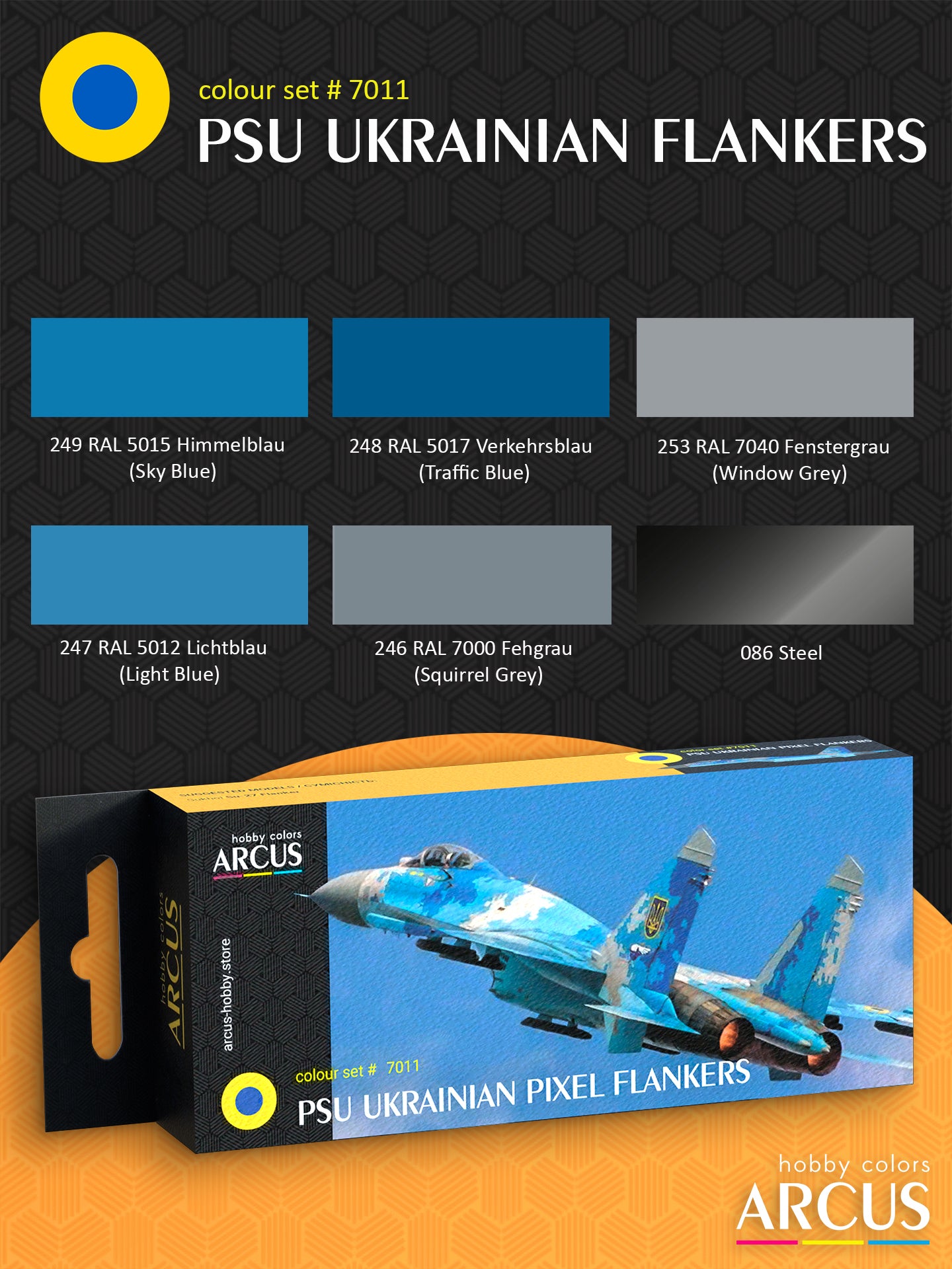 Paint Set 7011: Ukrainian Air Force – Pixel Flankers – Arcus Hobby