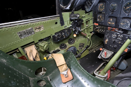 color photo of the P-51 cockpit