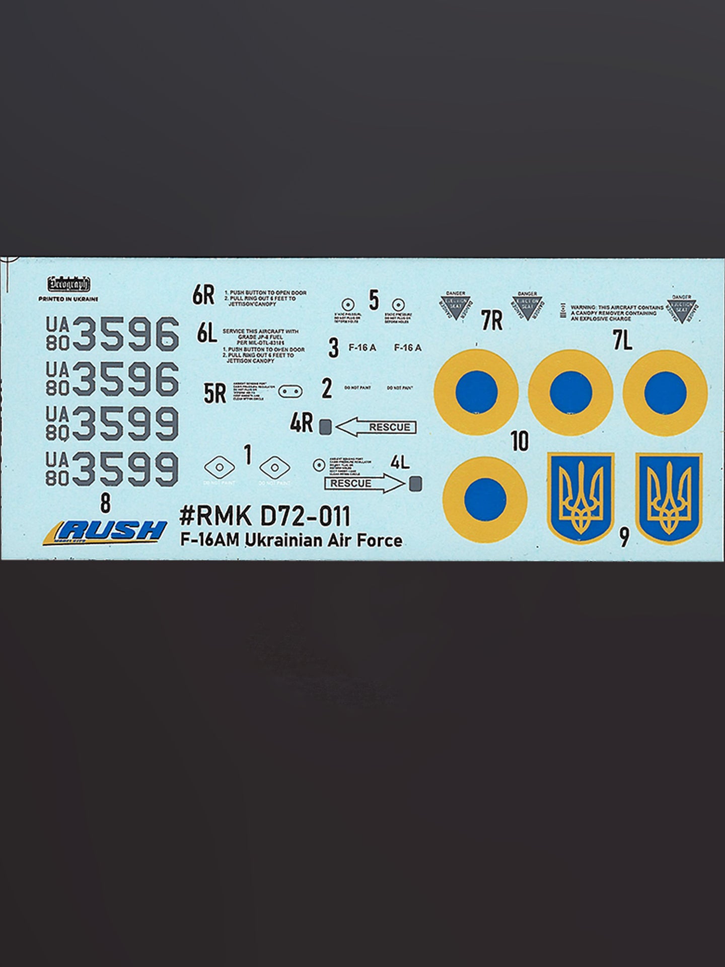 Rush Model Kits RMKD72011 1/72 F-16A Ukrainian Air Forces