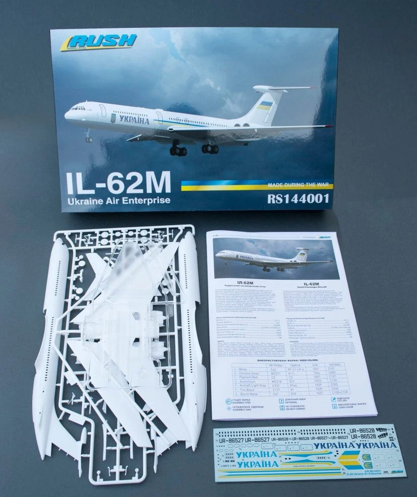 Rush Model Kits 144001 1/144 Il-62m Ukraine Air Enterprise Long-range Airliner