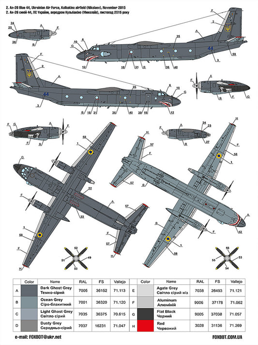 FOXBOT product # 144-001, 1/144 Antonov An-26 with teeth, Foxbot Decals