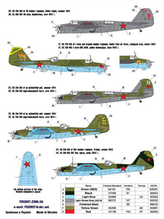 FOXBOT product # 72-002, 1/72 Soviet speed bomber SB