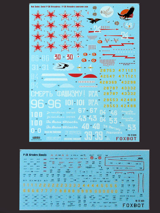 FOXBOT product # 72-014 1/72 Red Snake: Soviet P-39 Airacobras, Foxbot Decals -  1/72