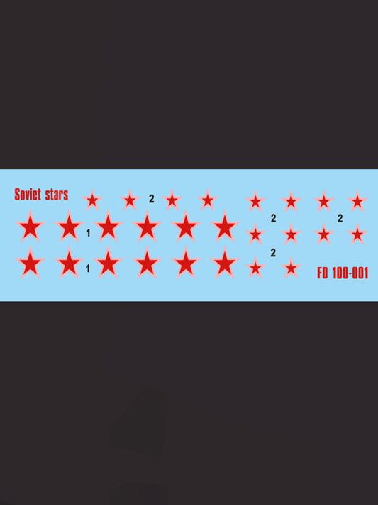 FOXBOT product # 100-001   Soviet Red Stars Foxbot Decals -  1/100 and 1/72