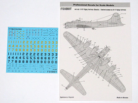 FOXBOT product # 72-032 1/72 Stencils for B-17 Fluing Fortress, Foxbot Decals -  1/72