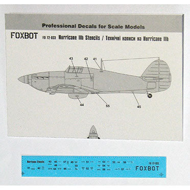 FOXBOT product # 72-033  1/72 Stencils for Hurricane, Foxbot Decals -  1/72