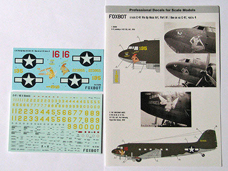 FOXBOT product # 72-021 1/72 C-47 Skytrain/Dakota  "Pin-Up Nose Art and Stencils" Part # 5, Foxbot Decals -  1/72