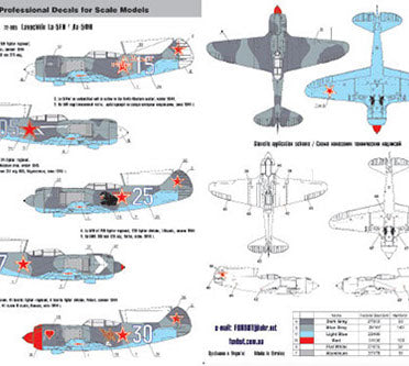 FOXBOT product # 72-005 1/72 Soviet fighter Lavochkin La-5FN, Foxbot Decals -  1/72