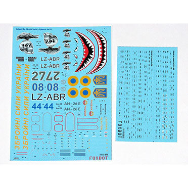 FOXBOT product # 72-028 1/72 Antonov An-26 with teeth, Foxbot Decals -  1/72