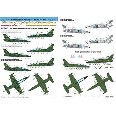 FOXBOT product # 72-029 1/72 Ukrainian Albatrosses: L-39C/M/M1, Foxbot Decals -  1/72