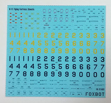 FOXBOT product # 72-032 1/72 Stencils for B-17 Fluing Fortress, Foxbot Decals -  1/72