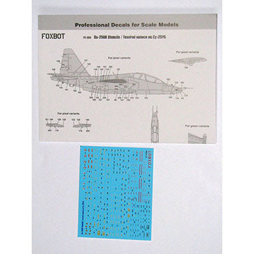 FOXBOT product # 72-034  1/72 Stencils for Su-25UB , Foxbot Decals -  1/72