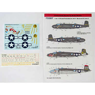 FOXBOT product # 72-039  1/72 North American B-25G/J Mitchell (Late) "Pin-Up Nose Art and Stencils" Part # 5, Foxbot Decals -  1/72