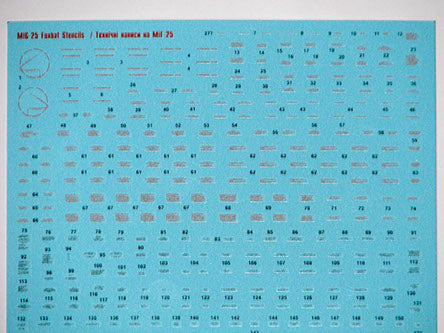 FOXBOT product # 72-038  1/72 Stencils for MiG-25, Foxbot Decals -  1/72