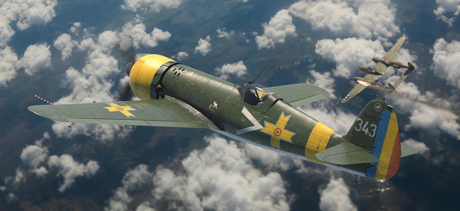 IAR 80 shooting down Lockheed P-38 Lightning