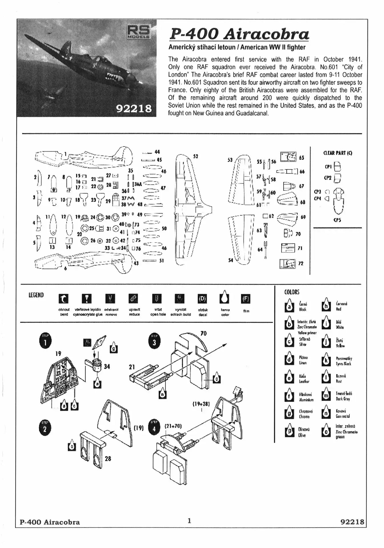 RS Models 92218 assembly guide page 1